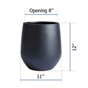 Black 11 w x 12" h, round FiberStone pot