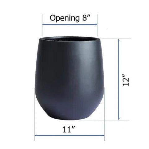 Black 11 w x 12" h, round FiberStone pot