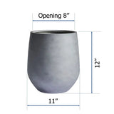 Gray 11" w x 12" h, round FiberStone pot