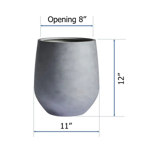 Gray 11" w x 12" h, round FiberStone pot