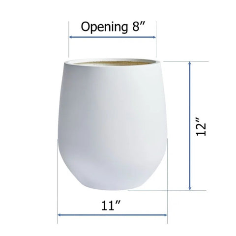 White 11.7 w x 16.5" h, round FiberStone pot