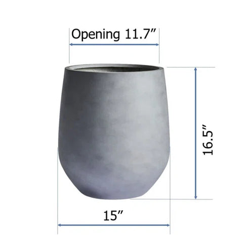 Gray 11.7 w x 16.5" h, round FiberStone pot