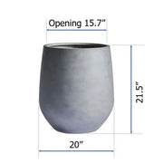 Gray 20" w x 21.5" h, round FiberStone pot