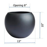 Black 13" w x 10" h, round FiberStone pot