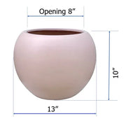 Tinted 13" w x 10" h, round FiberStone pot