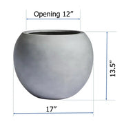 Gray 17" w x 13.5" h, round FiberStone pot