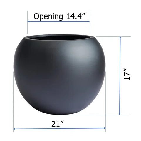 Black 21" w x 17" h, round FiberStone pot