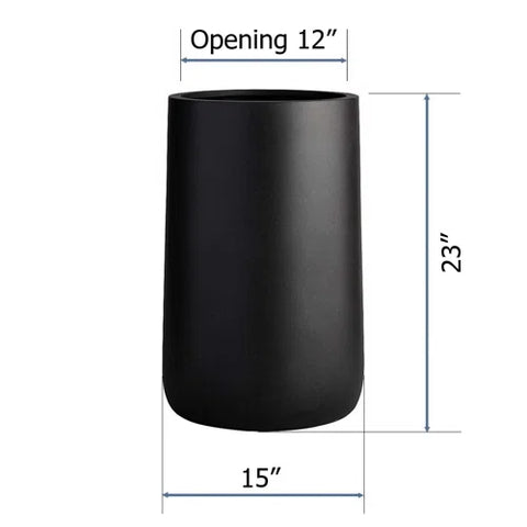 Black 15" w x 23" h, slight taper shape FiberStone pot