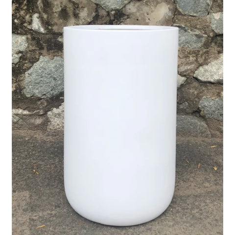 White 15" w x 23" h, slight taper shape FiberStone pot